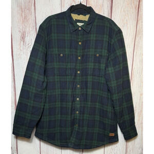 LL Bean Plaid Flannel Sherpa Lined Shacket Snap Button Men's Size Large-Tall